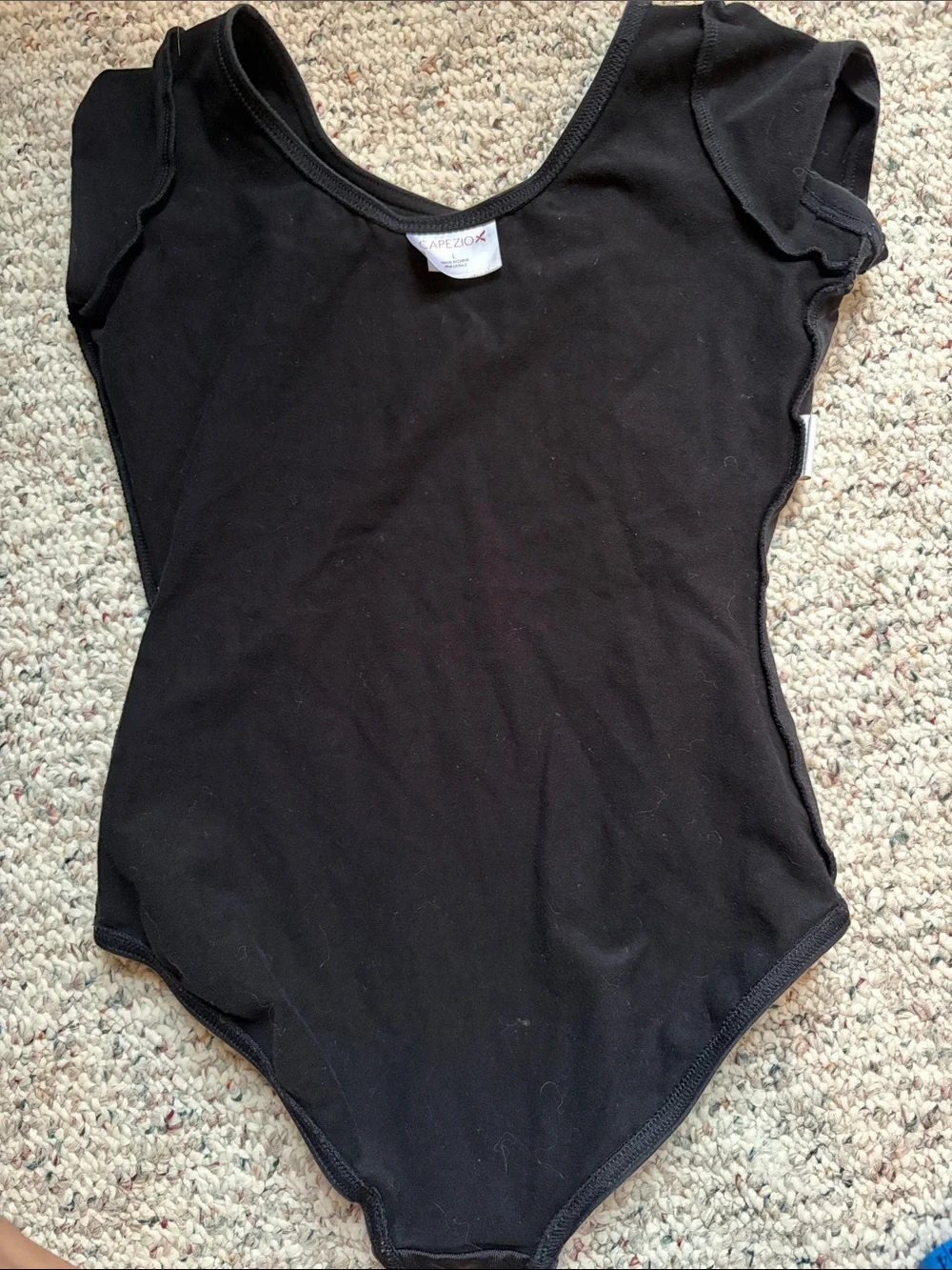 Capezio Black Short-Sleeve Dance Leotard for Kids